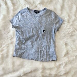 Topshop Cropped Heart Appliqué T-Shirt